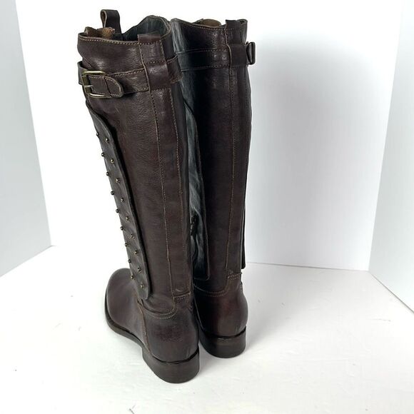 NWOB Montegranaro Area Forte Italy Brown Leather Studded Riding Boots EUR37 US 7 - Picture 3 of 15